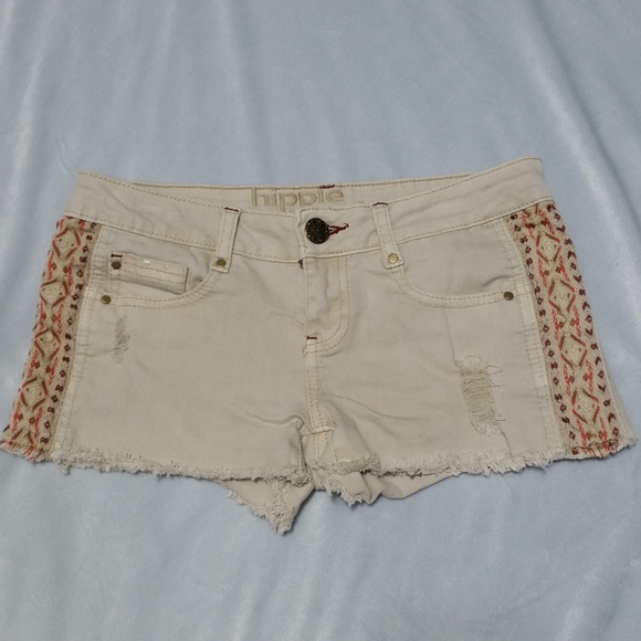 HIPPIE LAUNDRY Pants - HIPPIE LAUNDRY  DISTRESSED TAN SHORTS
